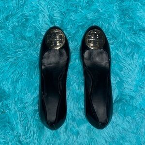 Tory Burch Black Heels with Gold Accents